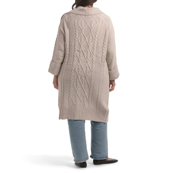 POLAGRAM Light Grey Plus Cable Knit Duster - Picture 2 of 2